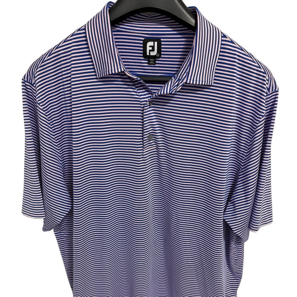 FootJoy Polo Golf Shirt Striped Print Performance Stretch Size XXL